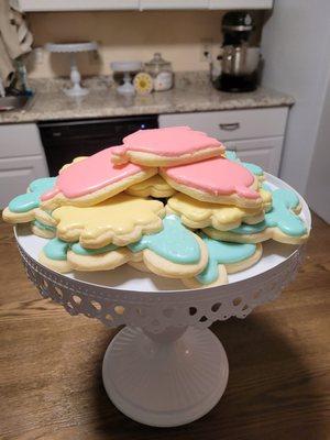 Frosted Sugar Cookies decorated for spring.