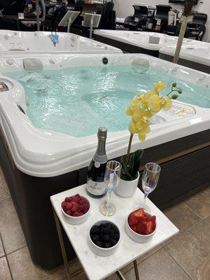 Try our premium hot tubs and discover all the luxurious features during your next soak session.