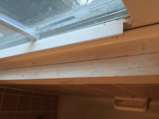 Crevices in window sill (mind you the whole point of the job was to waterproof)