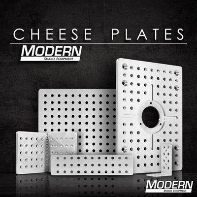 All cheese plates are manufactured from 6061 military grade aluminum. All holes are 3/8", spaced 1" on center.