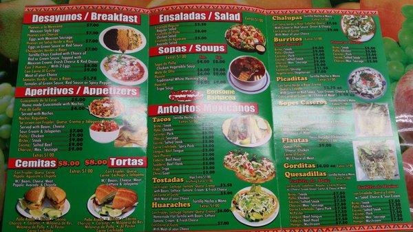 Extensive menu