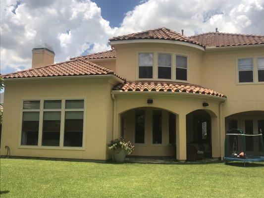 After Large tile roof cleaned in Houston Tx