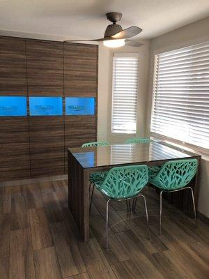 Kitchen table and cabinets designed, built and installed by oakit