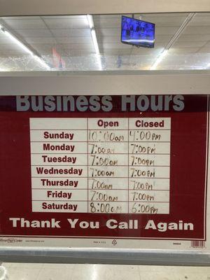 Store Hours