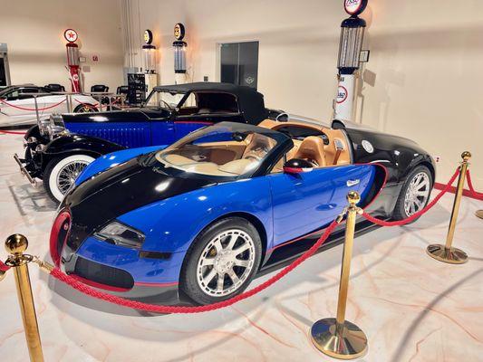 two Bugatti's wrapped with custom graphics and full color change on the Veyron from silver.  Shown at AutoVino in San Carlos.