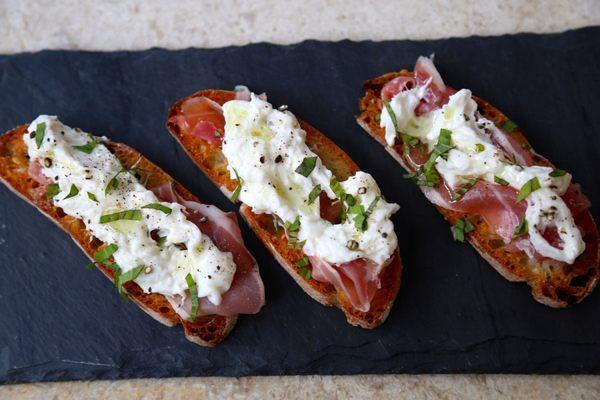 Costini with Serrano and house made buratta