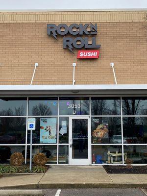 Rock N Roll Sushi Channel Letters installed on business in Nashville, Tennessee by Ortwein Sign.