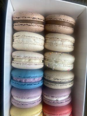 Assortment of 12.  Box of 12 Macarons