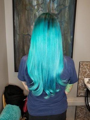 Blue and teal color melt