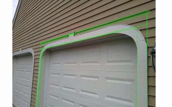 Garage Door Rot Repair (before/with sketch of new design idea).