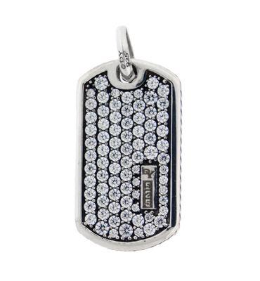 David Yurman Pave white sapphire pendant Dog tag in sterling silver Retail price $2915 Our price    $1699