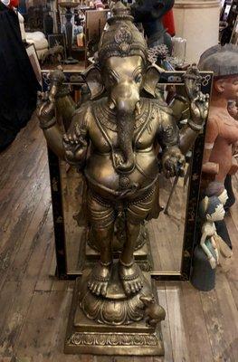 Beautiful Tall Vintage  Brass Ganesh