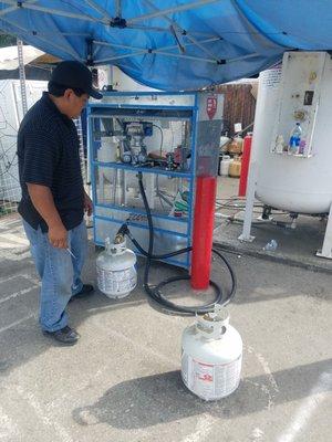 Filling up propane tank. $3.89 a gallon 7/10/20