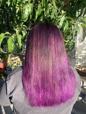 Purple Hair Green Color- Correction to Purple