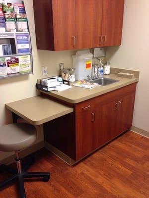 Clean, modern exam room.