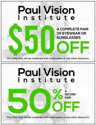 Great discounts during our above promotion for our optical shop!