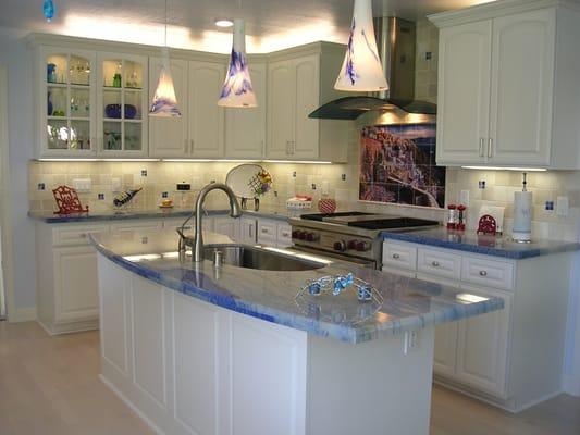 Full kitchen remodeling, Azul Macuba Granite, Napa, CA