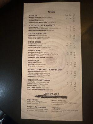 Wine list