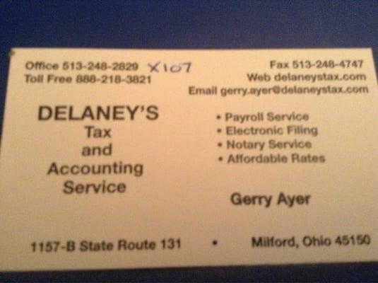 Delaney's  tax and accounting service