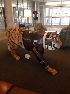 War Eagle! Aubie the tiger in a pilot jacket greets you at the airport!