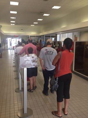 Long lines. Only 2 bank tellers.