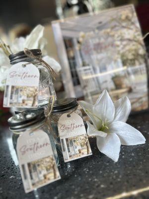 Mint julep in customized mini mason jars display