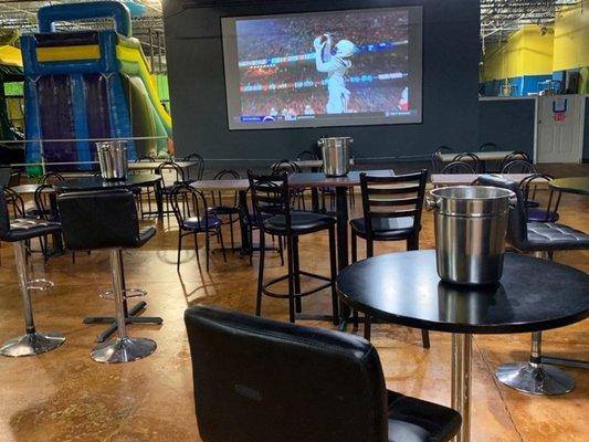 Adult Lounge Area with Huge Projection Screen TV for all PPV Events and Sporting Events!