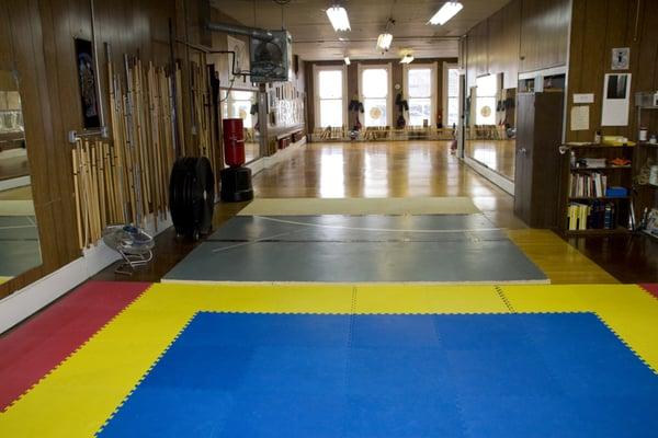 Dojo floor, back to front.