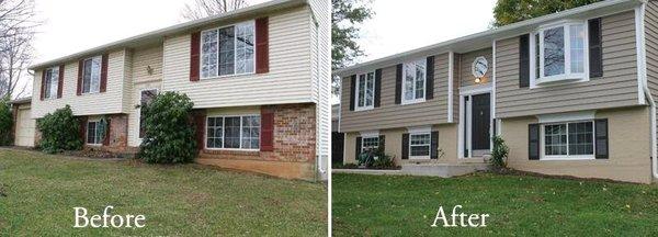 Before and After Photo with bay windows