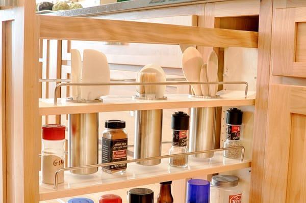 Pull out utensil and spice storage