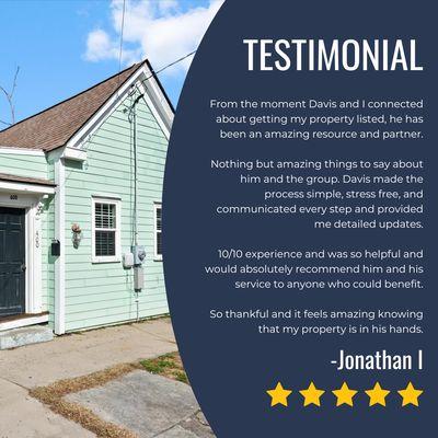 A recent review from a client - Jonathan I.