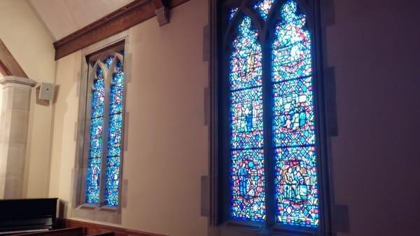 The wonderful stained glass windows of the chapel.