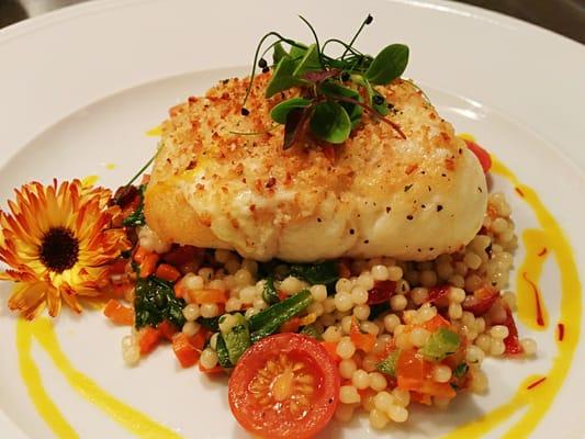 Parmesan crusted Halibut.