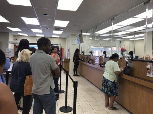 Waiting inside Bank of America to speak with the teller taking more than 30 minutes just to make a deposit on a daily basis