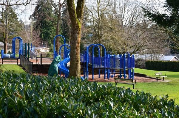 TWO Play structures: one for toddlers and one for older kiddos