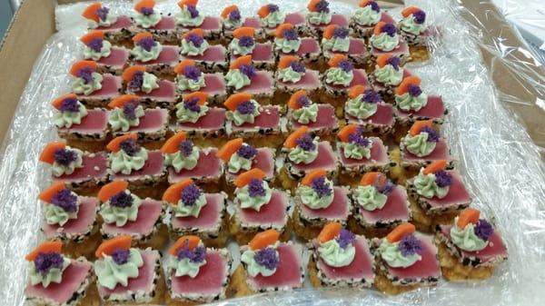 Seared Ahi with Wasabi Mousse on Rice Cracker