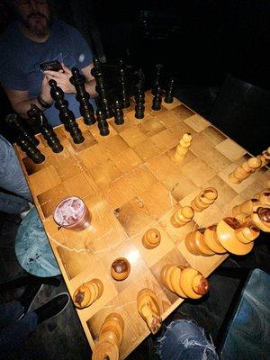 Chess board and Kava Cocktail