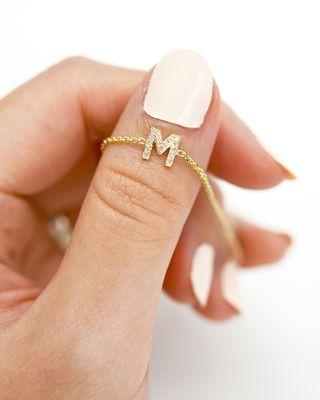 "M" Diamond Initial Bracelet