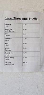 Price list.