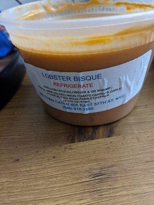 Lobster bisque. 15.00. really high quality. Broth had fantastic seafood flavor. Good lobster pieces.