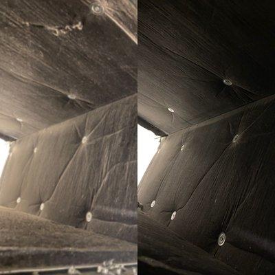 Duct Cleaning left-before and the right-after.