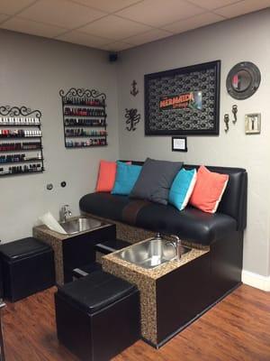 Treat your feet at our pedicure station