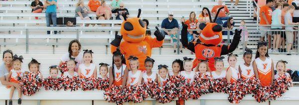 The YMCA cheer team got to cheer at a Varsity game