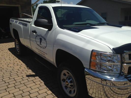 just one of our new trucks after a fresh bath.  #chevrolet #landscape #hardscape #paver #patio #walkway