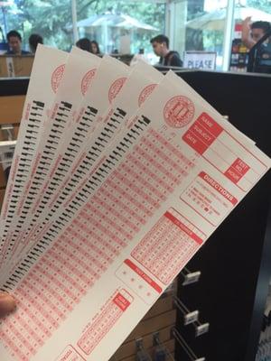 They have red scantrons now!! 28cent each plus tax :(