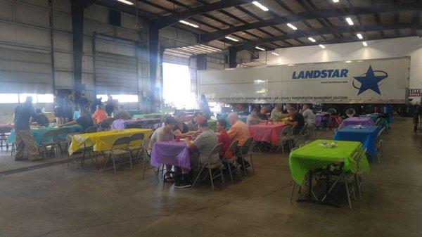 Crowd enjoying lunch at our cookout.