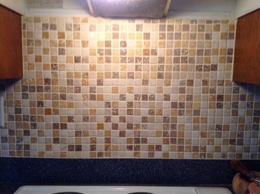 Marble tile backsplash