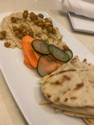 Hummus with pita and pickled veggies