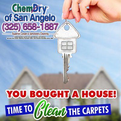 Congratulations on the new home!  Let's start you off with a fresh, non-toxic carpet cleaning!