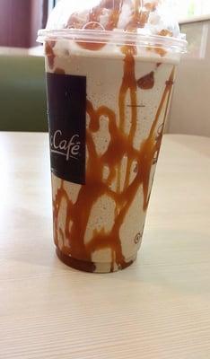 Frappe with extra caramel drizzle. Yum!!